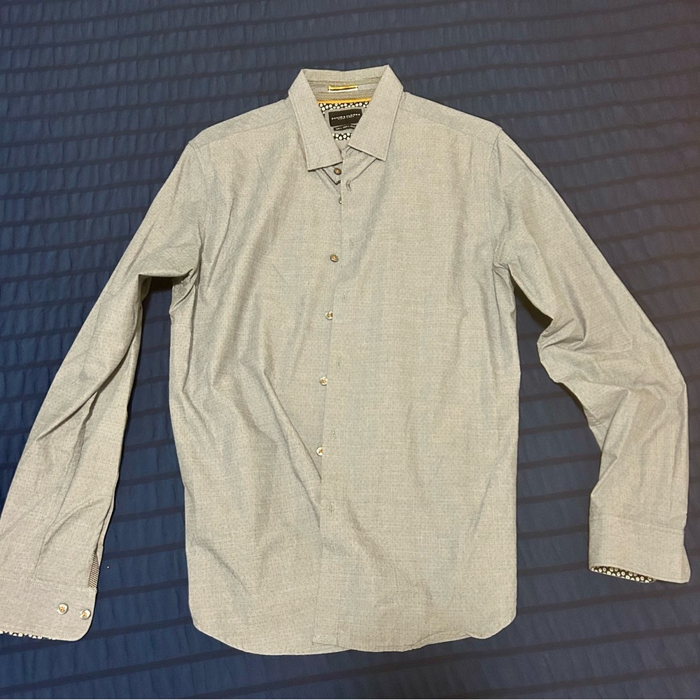 Flower Light Blue Gray Casual Button Down Shirt
